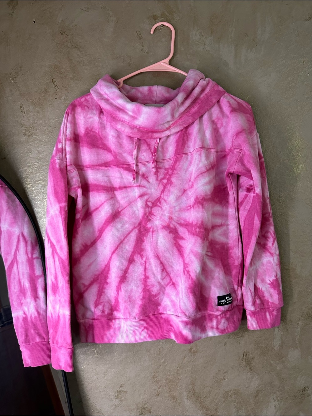 Simply Southern Pink Tie-Dye Cowl Neck Sweater